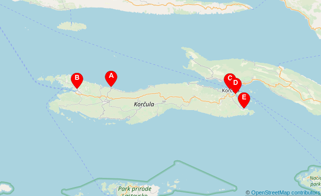 Island of Korcula ferry port map